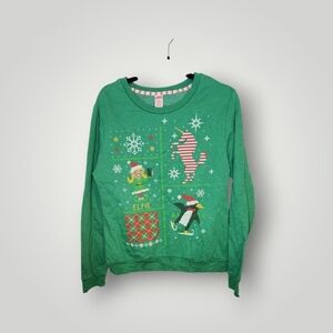 Holiday time Green Elfie Christmas Sweater ugly sweater size M 8 10